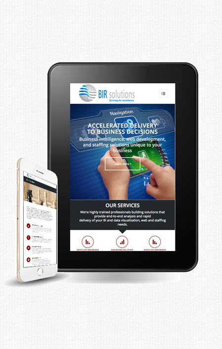 Corporate BI Website Mobile portfolio corporate BI website depicted on mobile devices